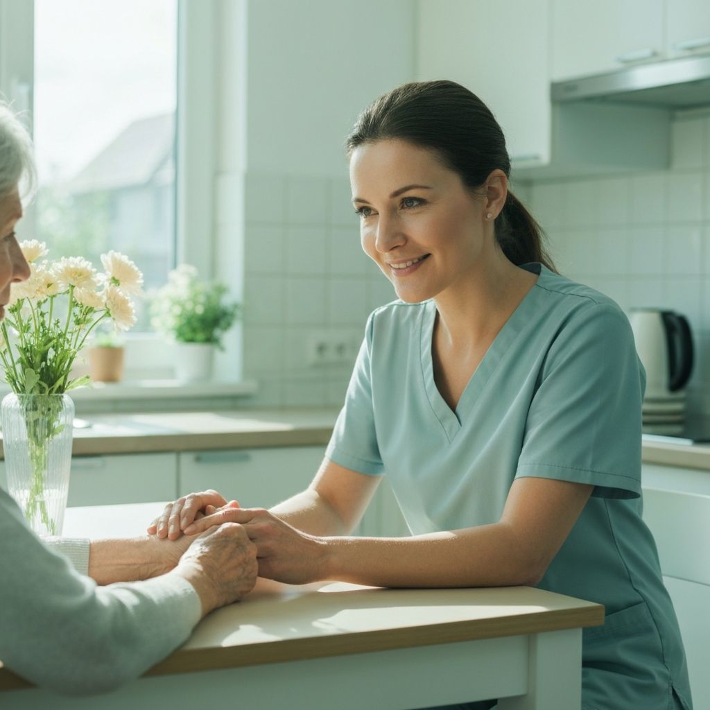Caregiver sharing a warm moment with an elderly person